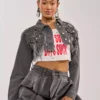 Petite cropped denim jacket