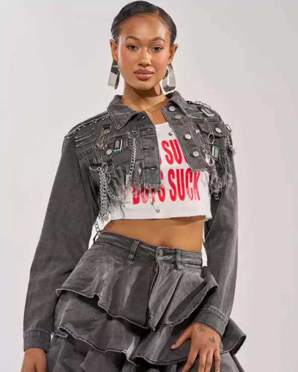 Petite cropped denim jacket Petite cropped denim jacket