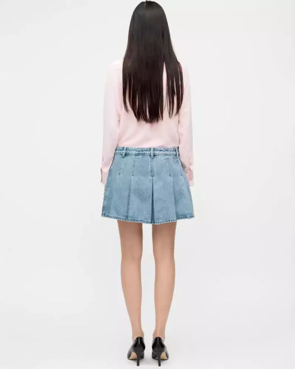Pleated denim skirts