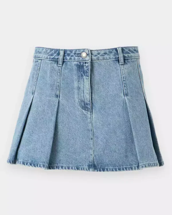 Pleated denim skirts