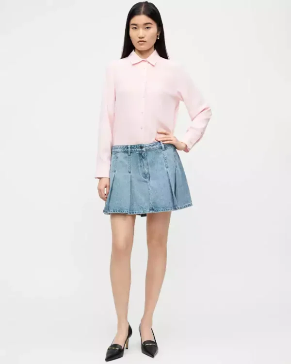 Pleated denim skirts