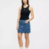 Printed denim skirt