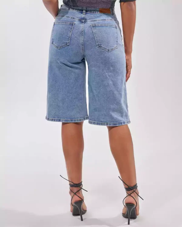 Sequin denim shorts