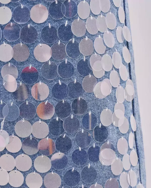 Sequin denim shorts