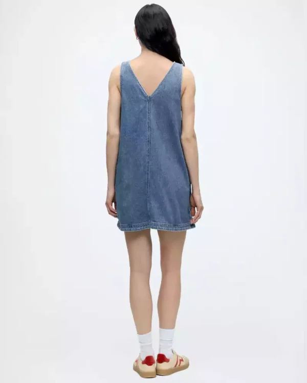 Sleeveless midi denim dress