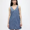 Sleeveless midi denim dress