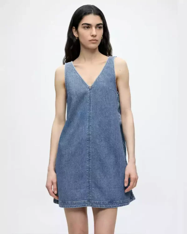Sleeveless midi denim dress