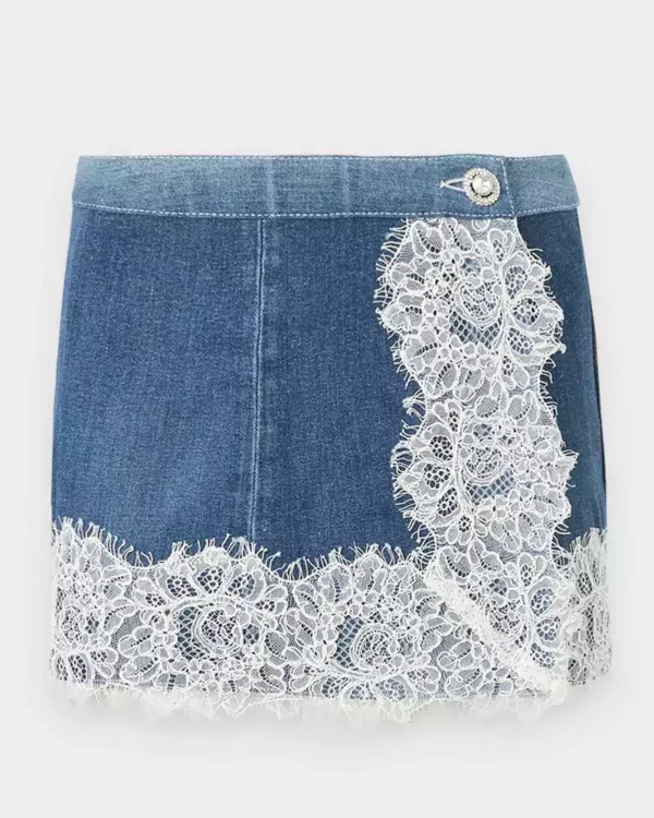 Stretch denim mini skirt