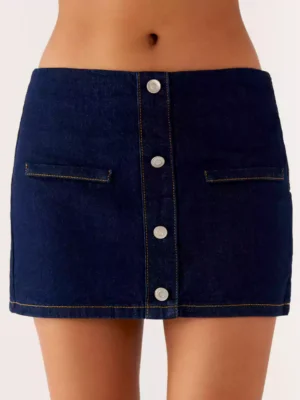 Stretch denim mini skirt