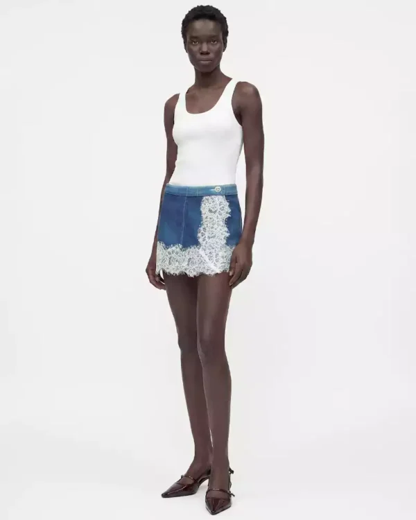 Stretch denim mini skirt