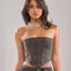 womens denim corset top