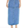 Blue denim crop top Lightweight denim maxi skirt