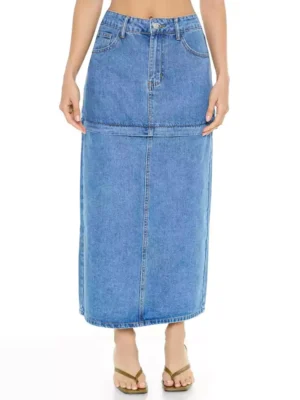 Lightweight denim maxi skirt