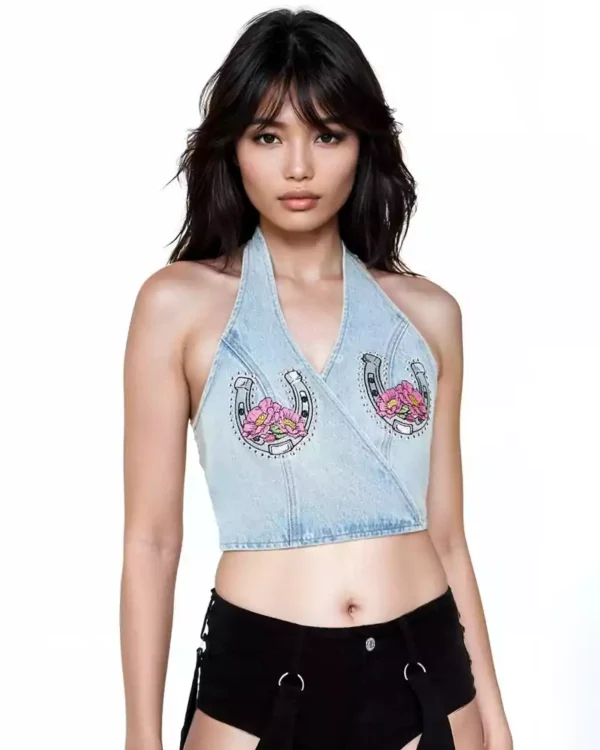 Blue denim crop top Blue denim crop top