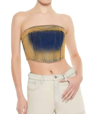 Bustier denim crop top