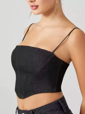 Denim cropped vest women Denim cropped vest women