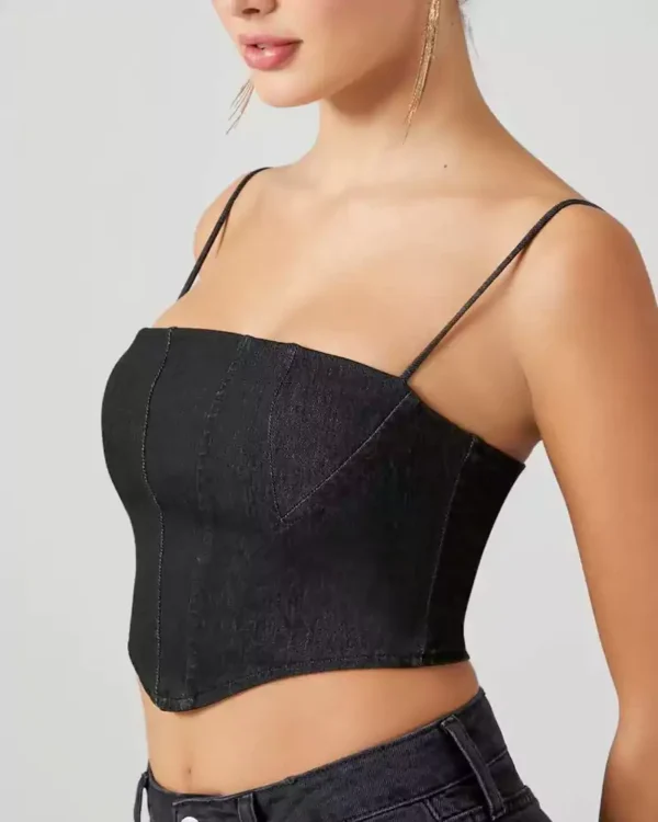 Denim cropped vest women Denim cropped vest women