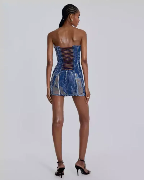 Denim mini dress for women
