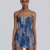 Denim mini dress for women