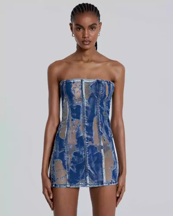 Denim mini dress for women
