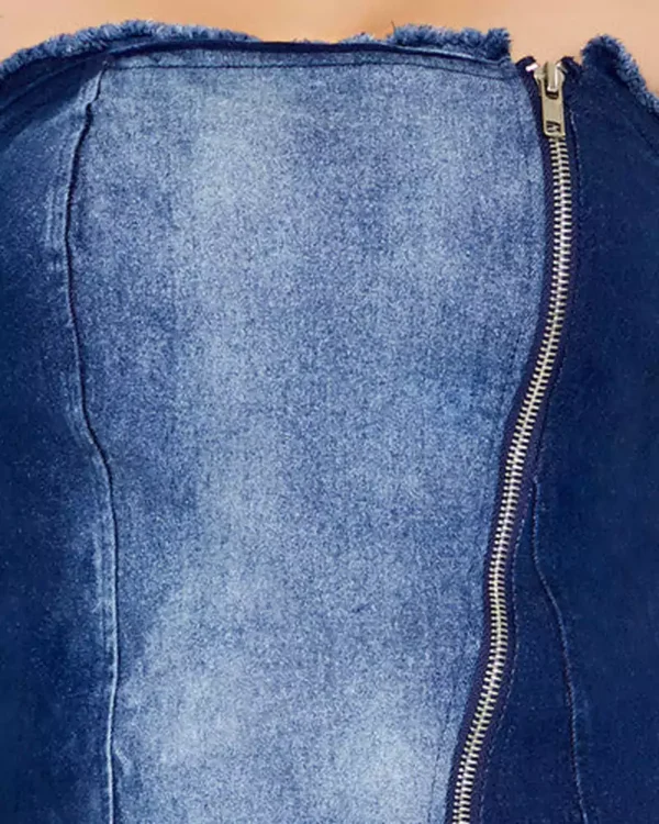 Denim tube mini dress