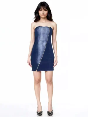 Denim tube mini dress