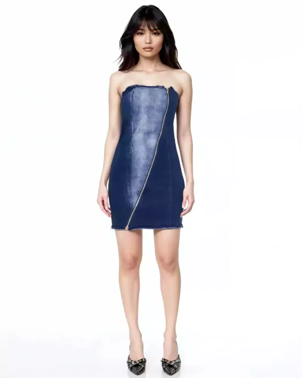 Denim tube mini dress