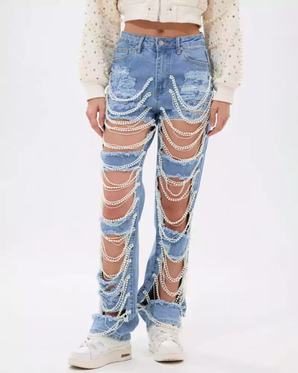 Distressed denim womens jeans Distressed denim womens jeans