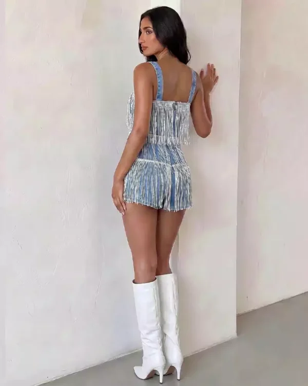 Fitted denim romper
