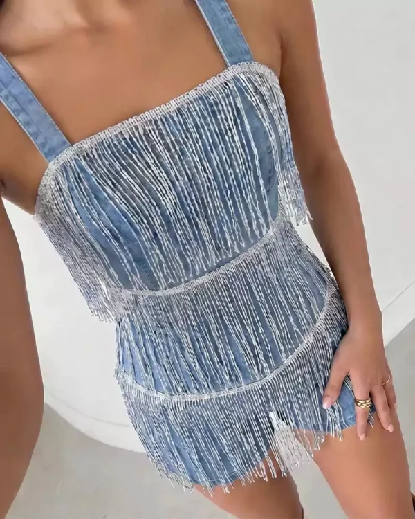 Fitted denim romper