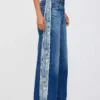 Jacquard denim jeans