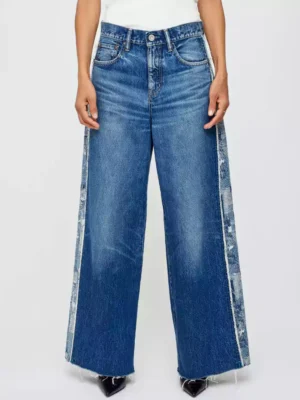 Jacquard denim jeans