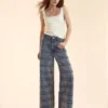 Wide leg denim cropped jeans