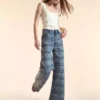 Wide leg denim cropped jeans