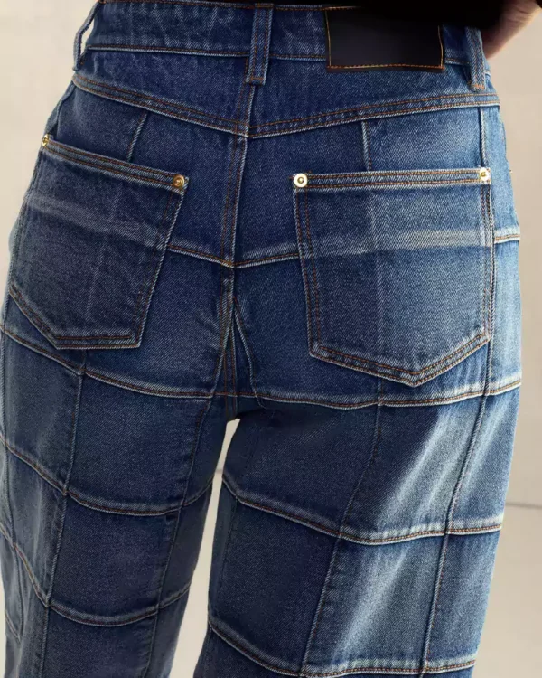 Wide leg denim cropped jeans