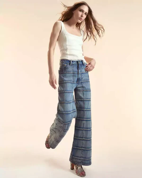 Wide leg denim cropped jeans