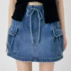 Womens blue denim skirt