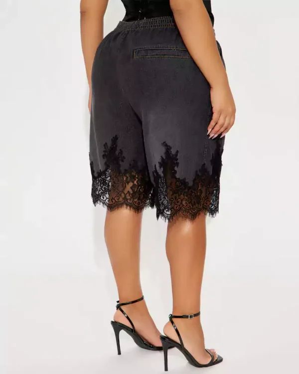 Womens lace denim shorts