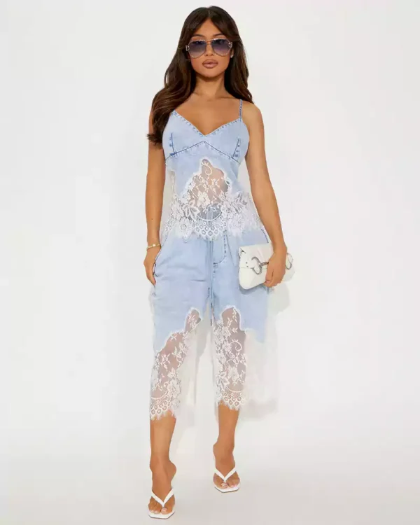 matching denim short set