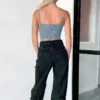 Denim crop tank top