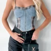 Denim crop tank top