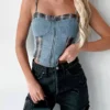 Denim crop tank top