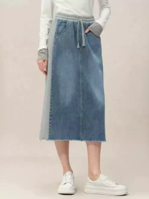 Denim midi skirt