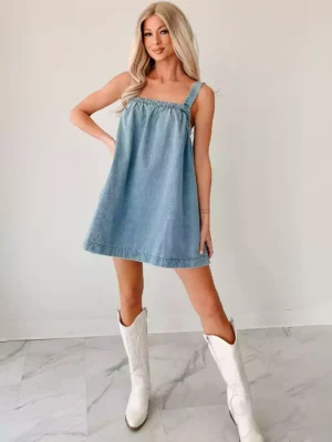 Denim mini dress