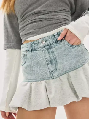 Denim mini skirt outfit