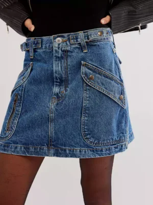 Denim mini skirt women