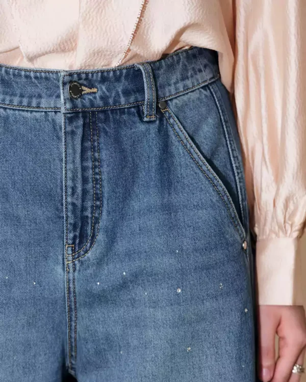 Denim rhinestone jeans