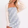 Denim ruffle dress strapless Denim ruffle dress strapless