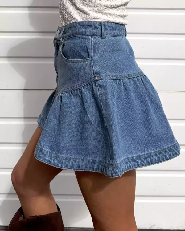 Denim ruffle mini skirt Denim ruffle mini skirt