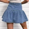 Denim ruffle mini skirt Denim ruffle mini skirt